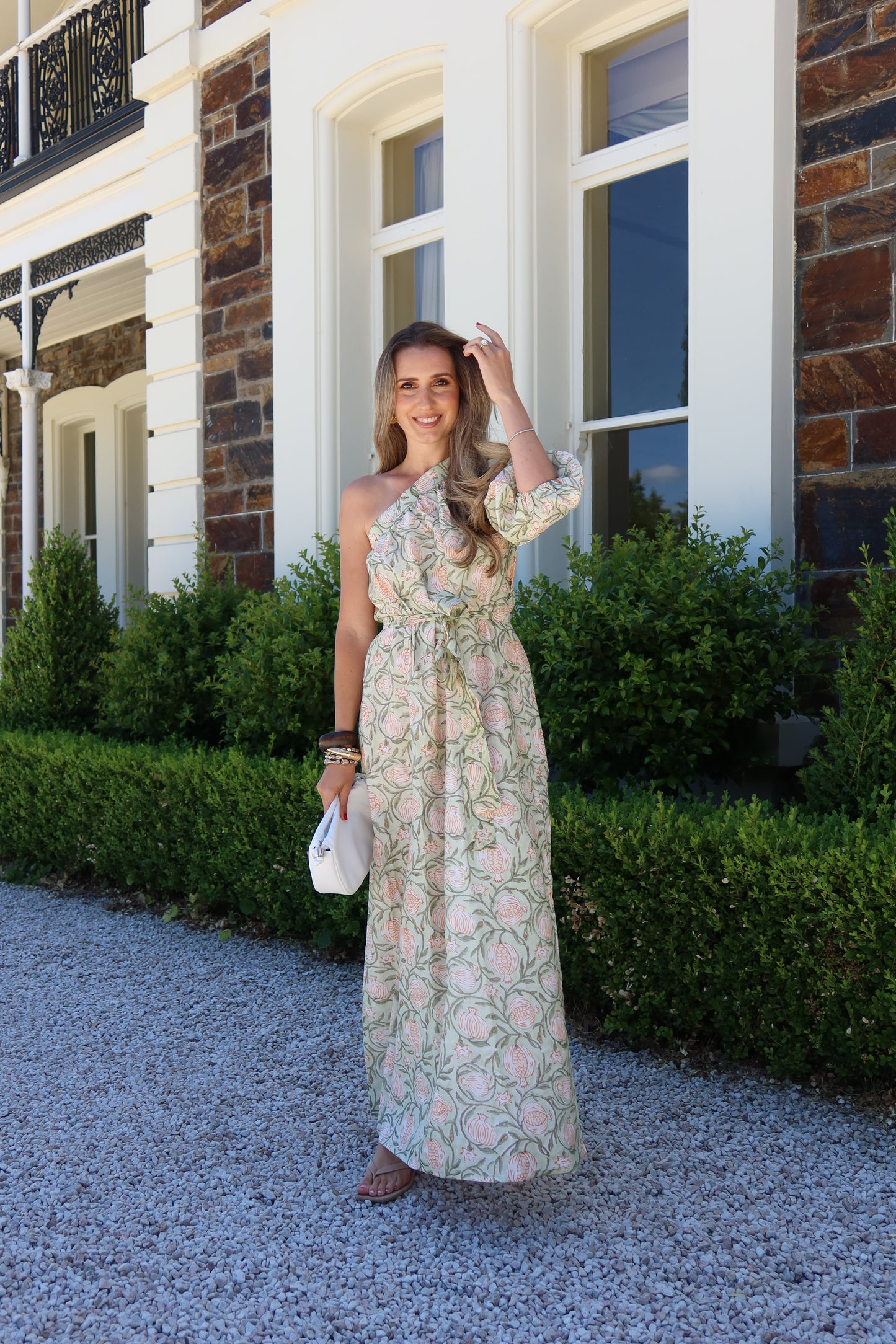 Silk Marcelle One-Shoulder Dress