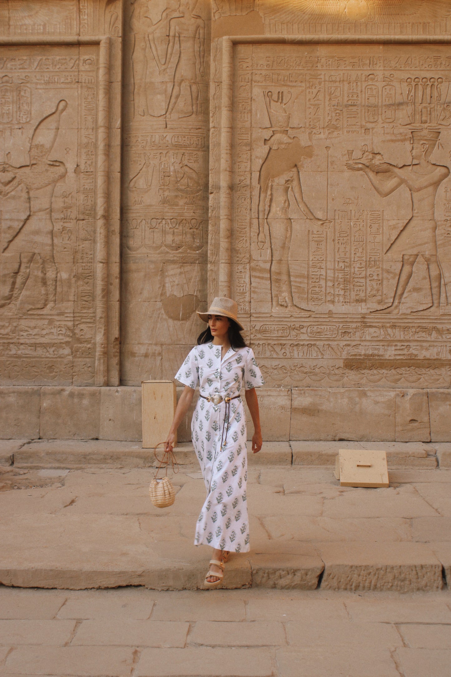 Indi Shirt Dress in White Buti