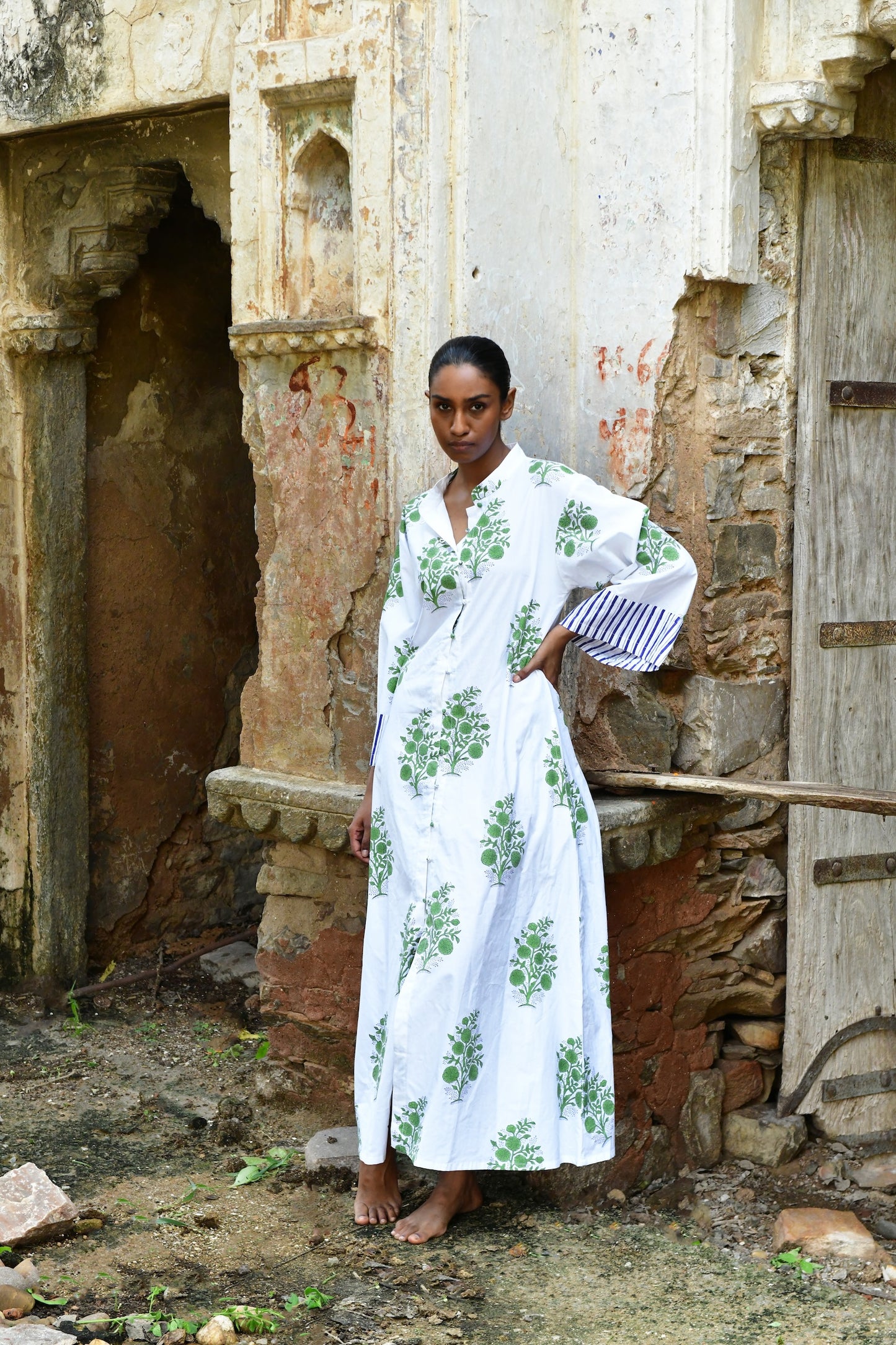 Ariah Kaftan Dress in Lime Buta