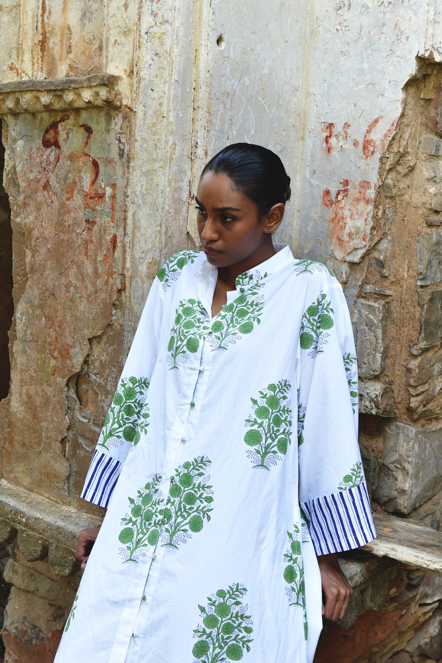 Ariah Kaftan Dress in Lime Buta