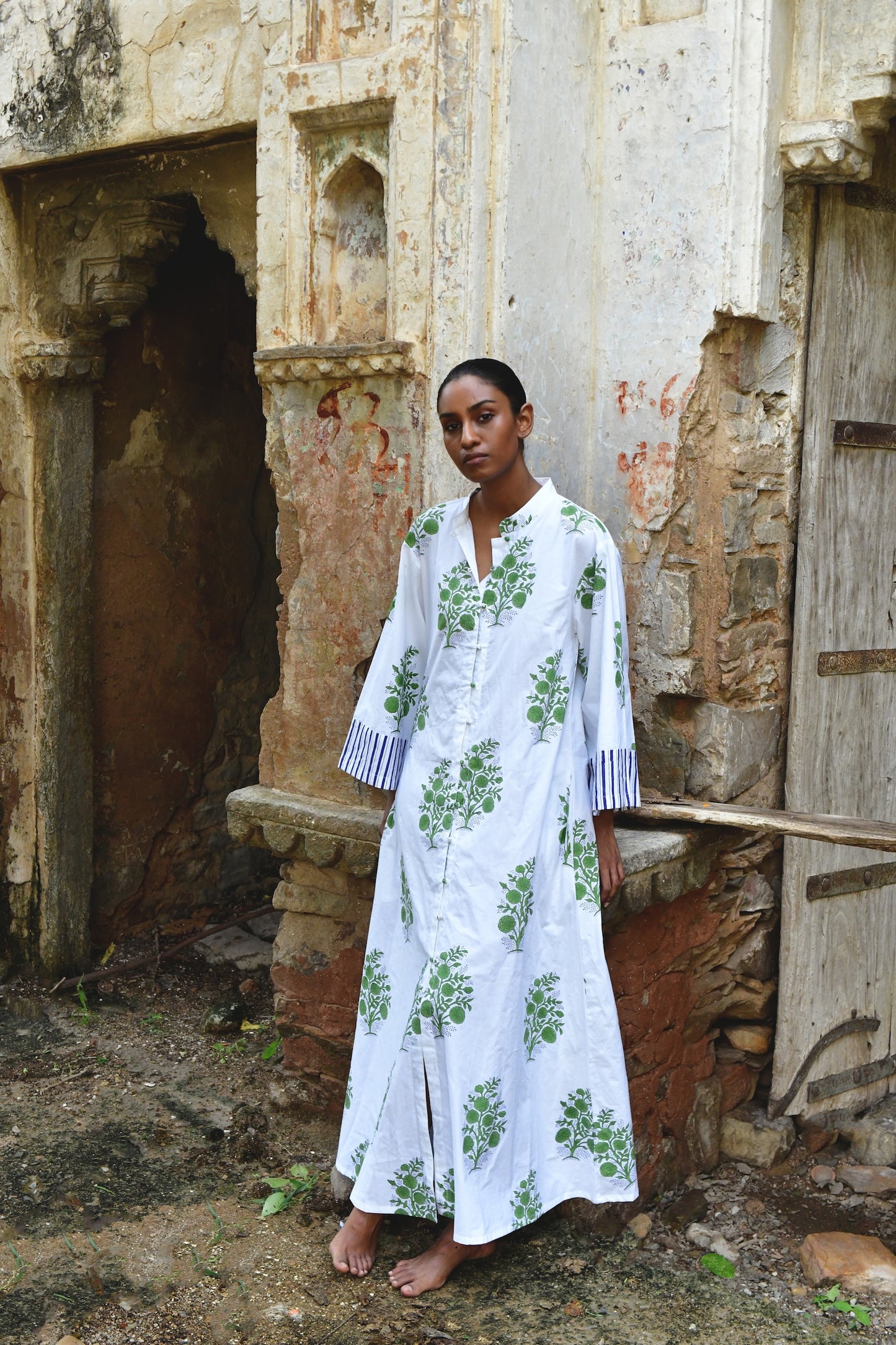 Ariah Kaftan Dress in Lime Buta