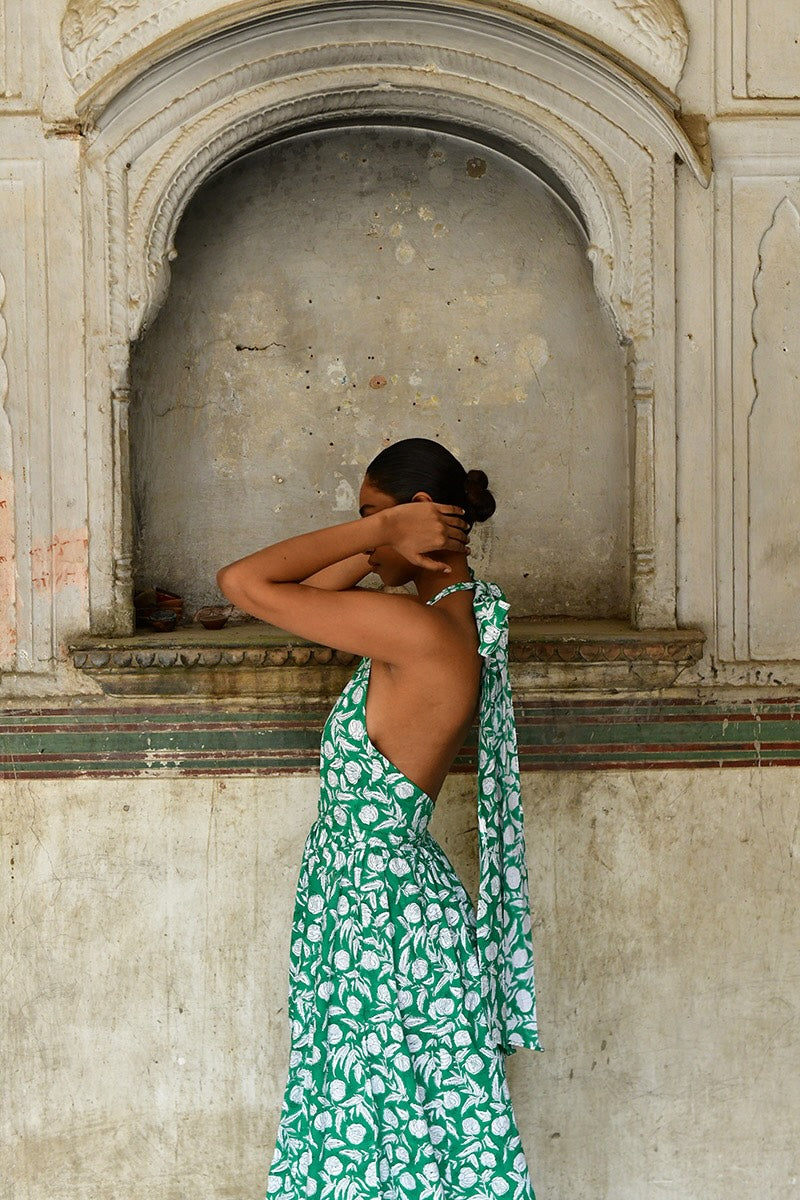 Annabel Halter Dress in Jade