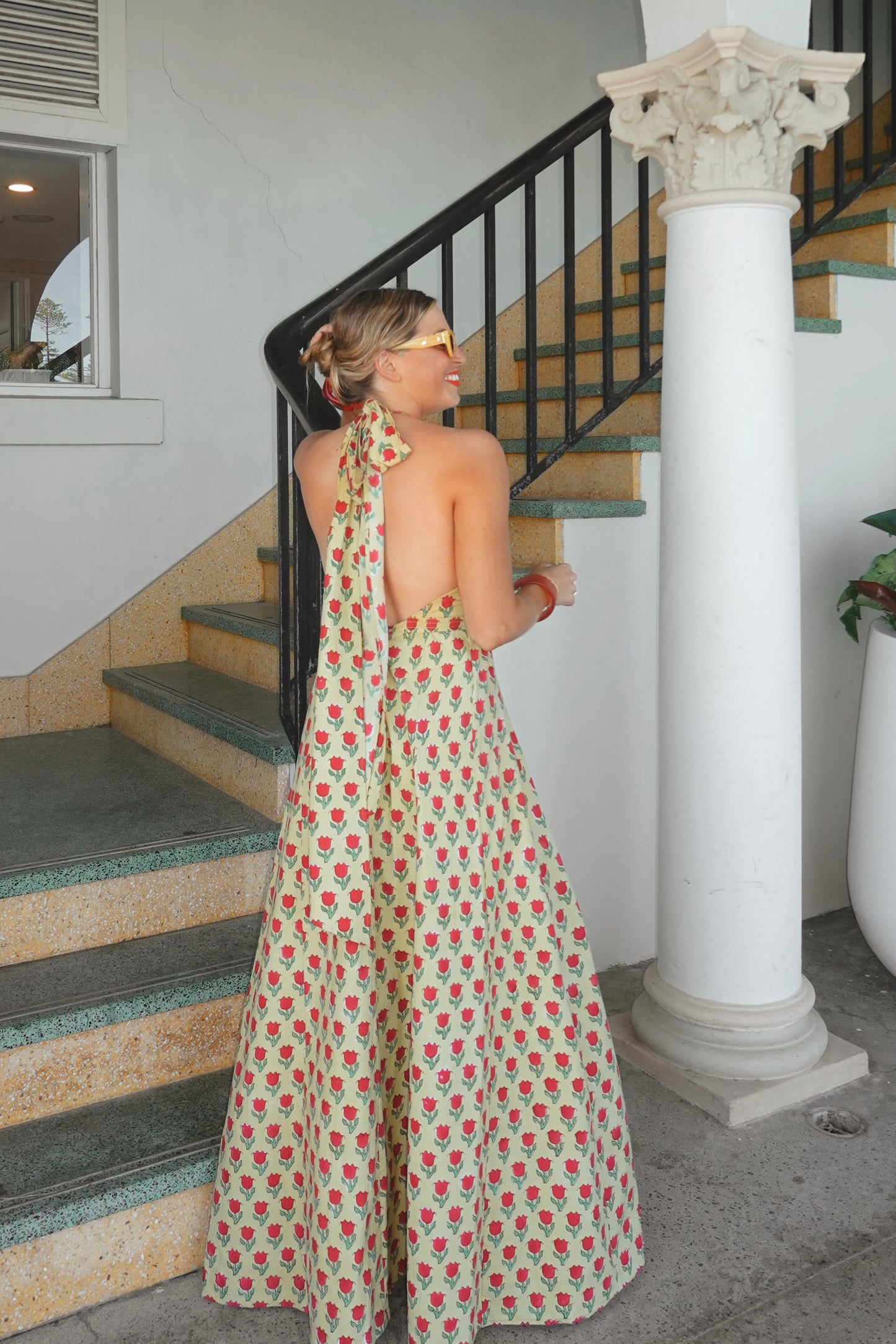 Annabel Halter Dress in Kashmir Tulip