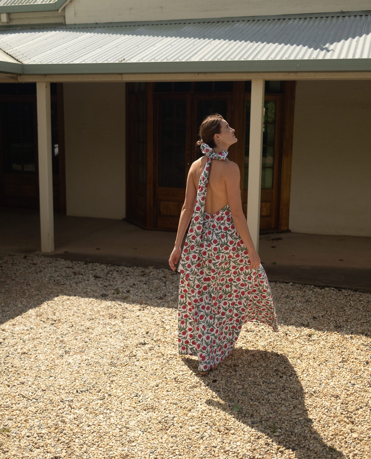 Annabel Halter Dress in Pomegranate