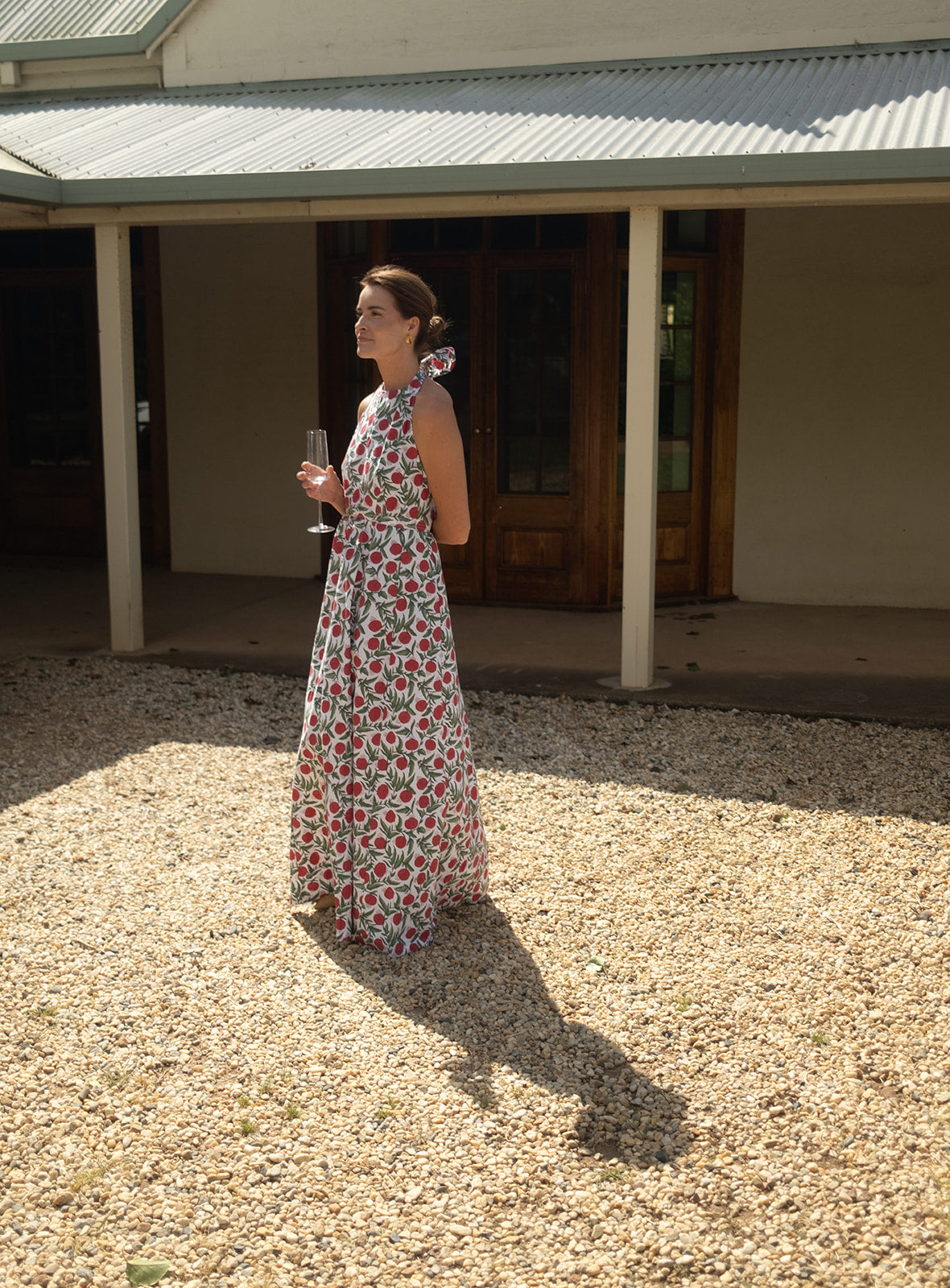 Annabel Halter Dress in Pomegranate