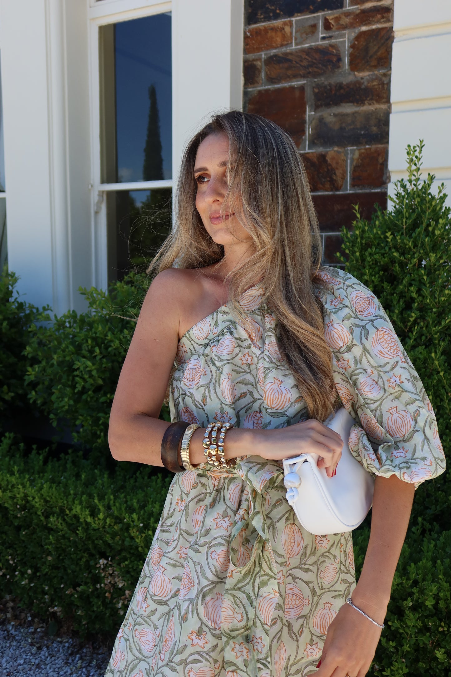 Silk Marcelle One-Shoulder Dress