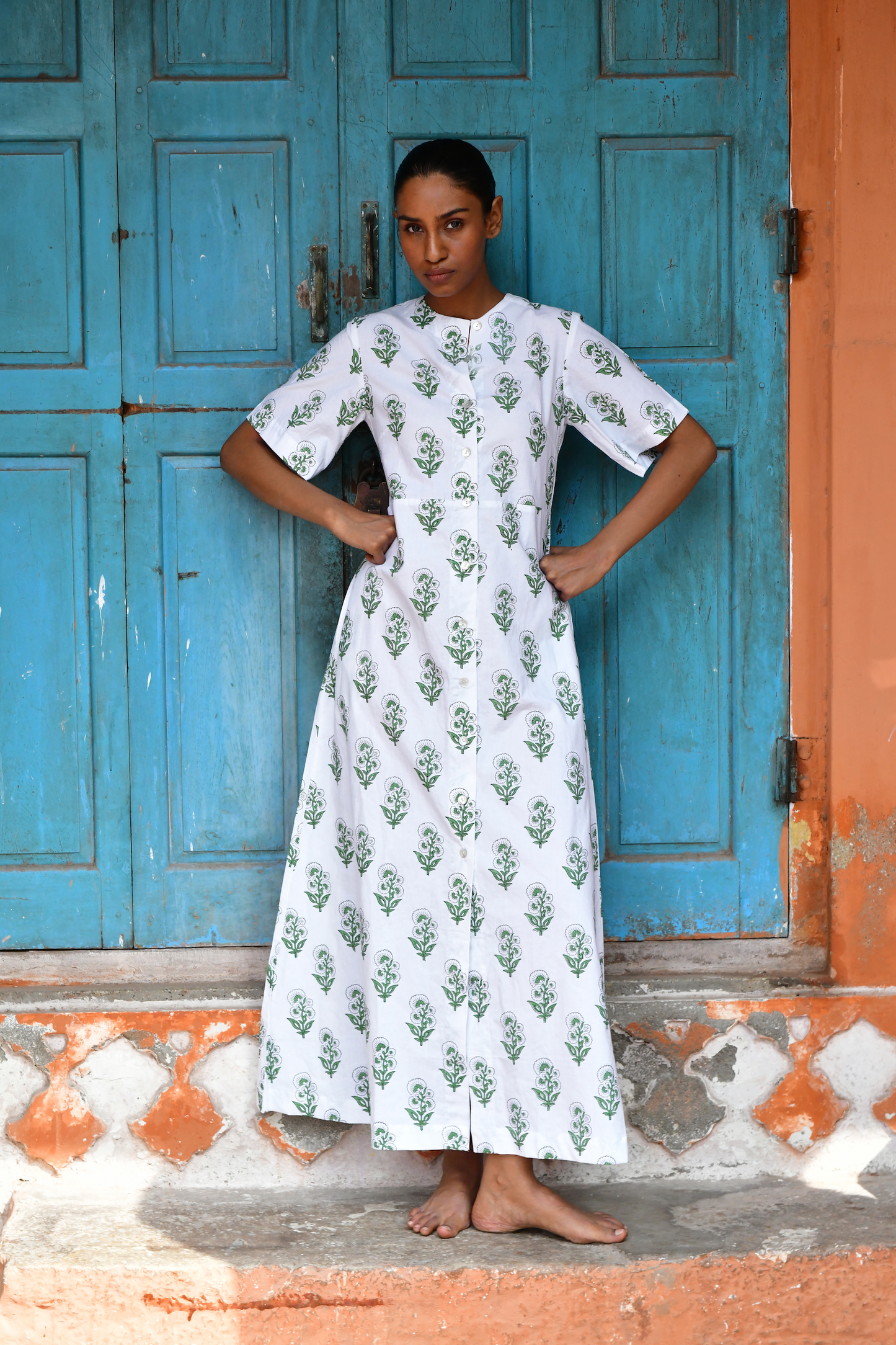 Indi Shirt Dress in White Buti